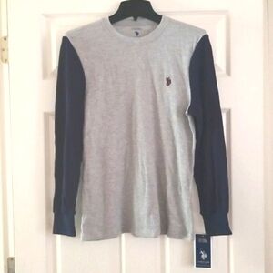 U.S. Polo Assn. Men's Small Thermal Crew Top Waffle Knit Long Sleeve Sleep Shirt